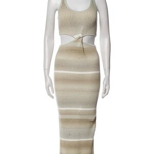 Jonathan Simkhai Beige Cream Ribbed Cutout Midi Dress